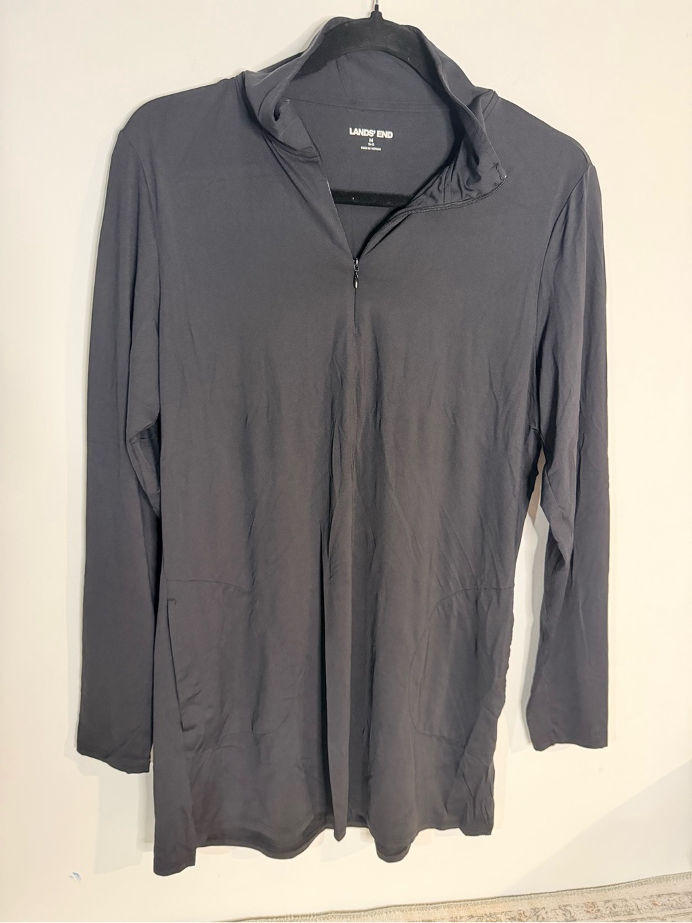 Lands End Swim Cover Up Dress Zip Neckline